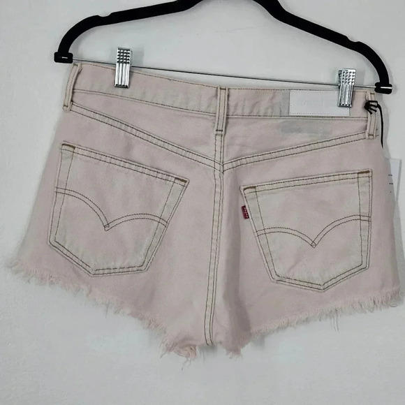 RE/DONE Levi's High‎ Rise Distressed Denim Shorts Pink Size 26 NWT - Picture 2 of 8